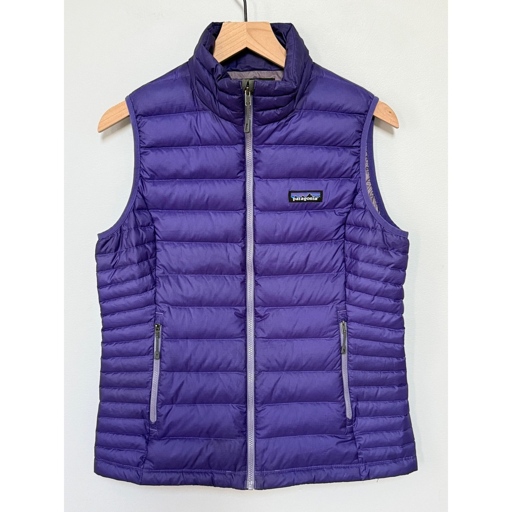 Patagonia Women's Quilted Down Puffer Vest Full Zip Purple Outdoor Size Medium